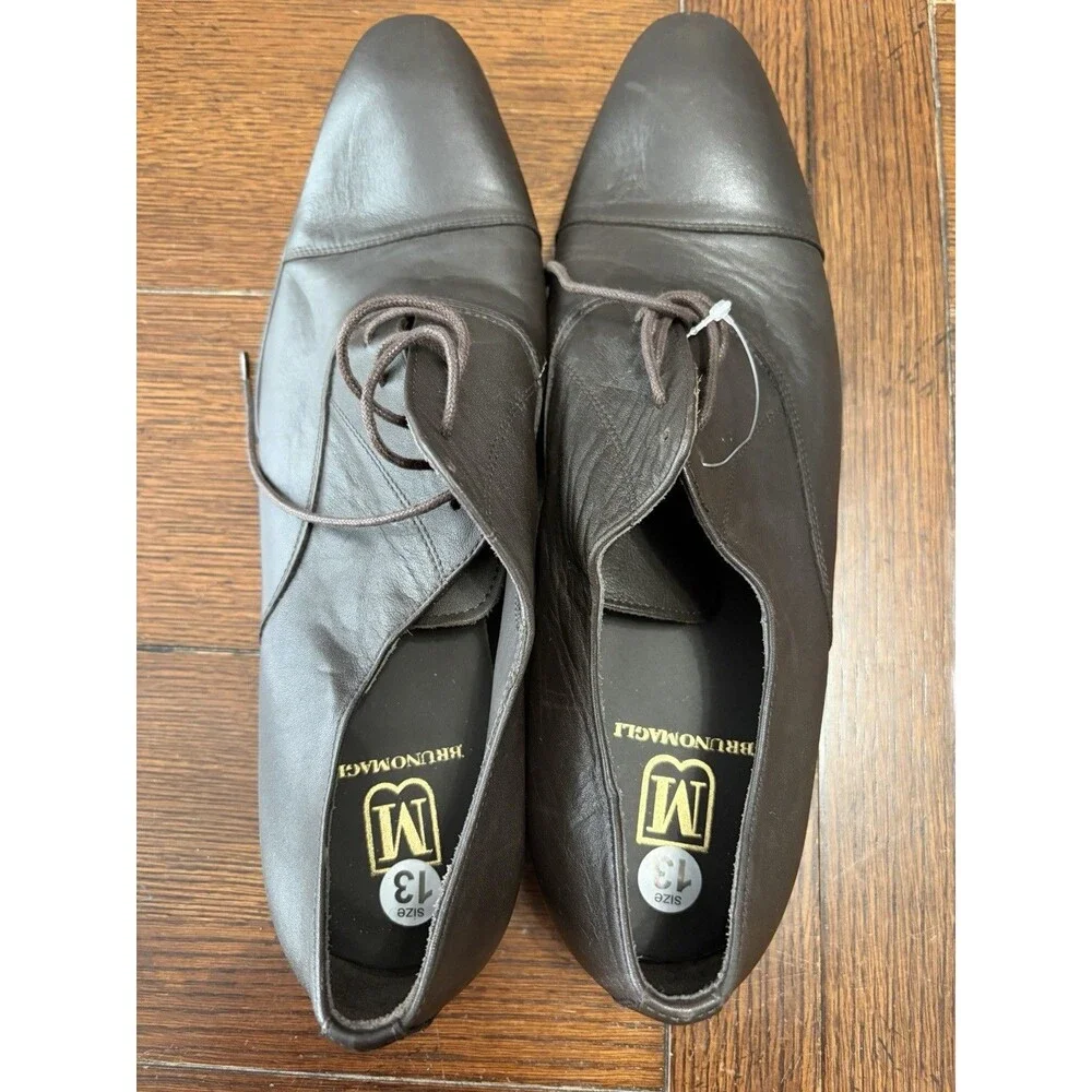BRUNO MAGLI ‘LUNA’ MENS Brown LEATHER CAP-TOE OXFORD MADE IN ITALY SIZE 13 NWOT